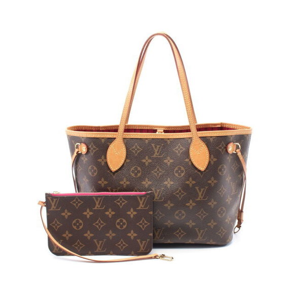 Louis Vuitton Neverfull Tote Bag Leather Monogram Brown - Picture 1 of 7